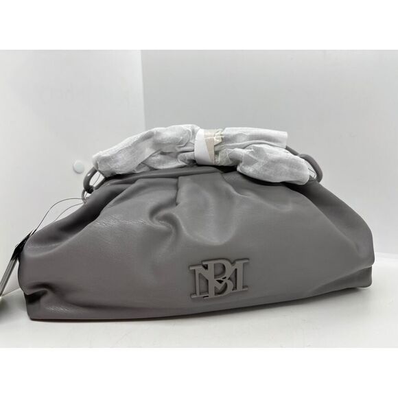 NWT Badgley Mischka Wrapped Frame Clutch Vegan Faux Leather Grey $129 - Picture 1 of 8